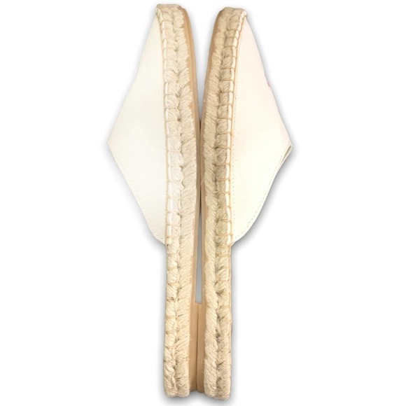 Ganni Embroidered Detail Neutral Canvas Espadrille Slip-On Slides US Size 11 NEW - Picture 4 of 11